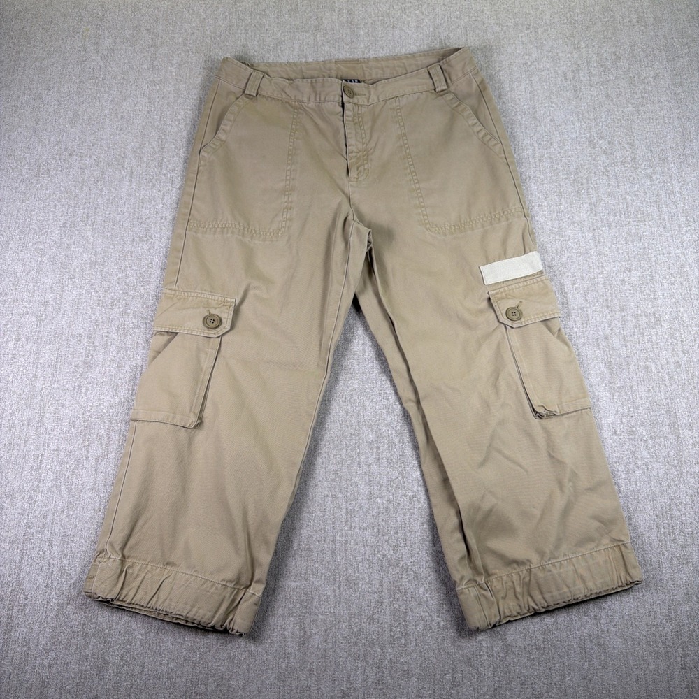 Vintage Gap Cargo Pants Size 10 Beige Utility Crop Mid‎ Rise Adjustable Cuff